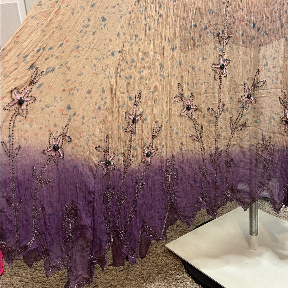 Free People Twilight Embellished Embroidered Tie Dye‎ Midi Dress Orchid Combo M - Picture 8 of 12